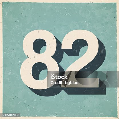 istock 82 - Number Eighty-two. Icon in retro vintage style - Old textured paper 1605012053