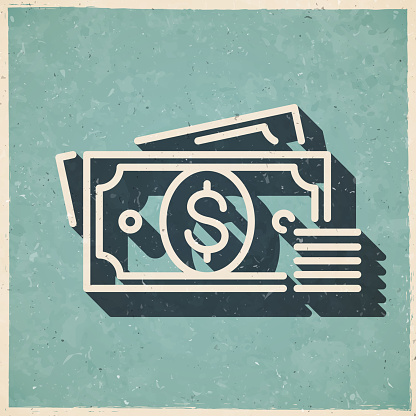 istock Dollar - Cash money. Icon in retro vintage style - Old textured paper 1605014188