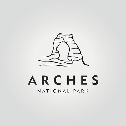 Simple Line Art Arches National Park emblem Design Vector Illustration