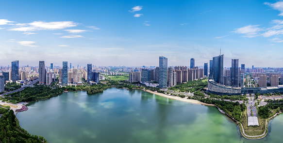 Aerial Photography of the Cityscape Skyline of Hefei, Anhui, China