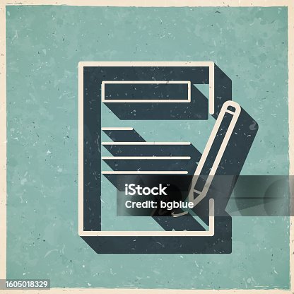 istock Contract. Icon in retro vintage style - Old textured paper 1605018329