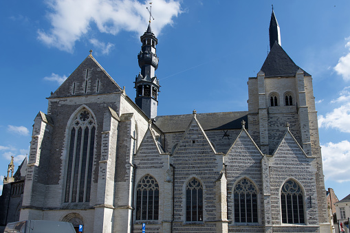Zoutleeuw Flanders Belgium\n08 10 2023\nExterior of the beautiful belgian st. Leonard church in the Zoutleeuw village. This is one of the Belfries of Belgium and France.