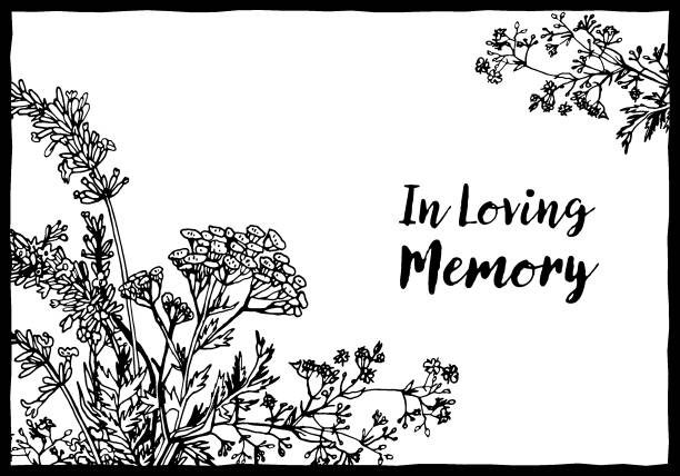 illustrations, cliparts, dessins animés et icônes de carte postale nécrologique avec le texte in loving memory. - new life death cemetery flower