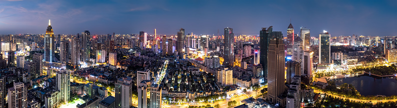 Aerial Photography of the Cityscape Skyline of Wuhan, Hubei, China