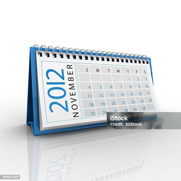 Listopada 2012 Roku Kalendarzowym - zdjęcia stockowe i więcej obrazów 2012 - 2012, Bez ludzi, Białe tło