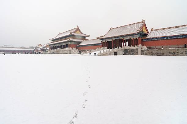 Snowflakes in the Forbidden City in Beijing