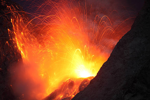 istock Batu Tara volcano erupting at night 160504850