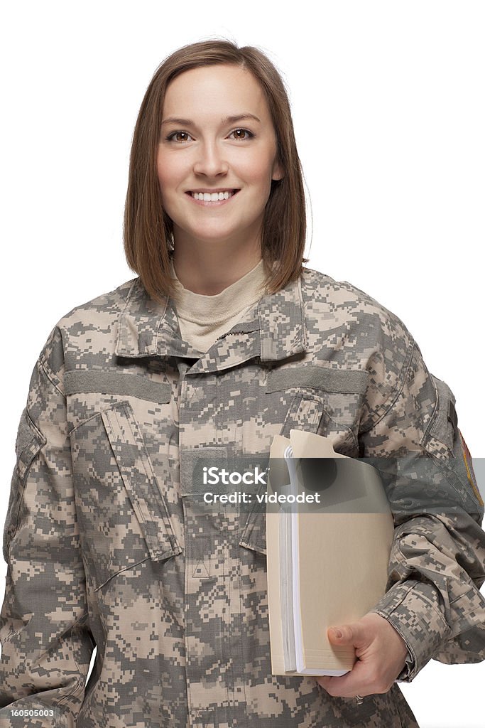 Femme tenant des livres soldat - Photo de Adulte libre de droits