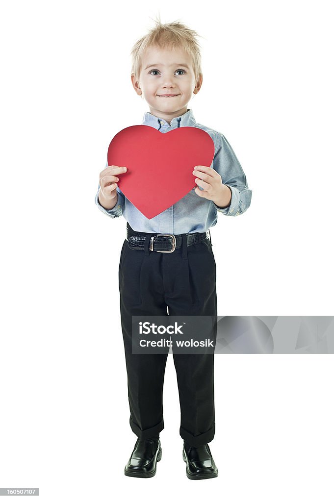 Ragazzo con cuore rosso - Foto stock royalty-free di Accudire