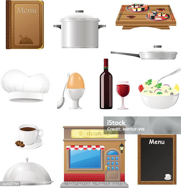 Set Dicônes De Cuisine Pour Restaurant Cuisine Illustration Vectorielle Vecteurs libres de droits et plus d'images vectorielles de Affaires