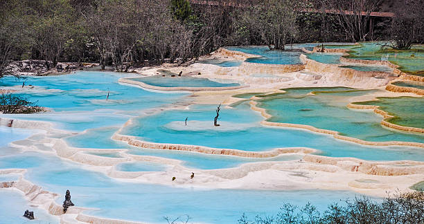 Huanglong, Yellow Dragon Valley, China stock photo