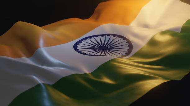 istock India Flag with Side Angled View and warm Lighting 1605111841