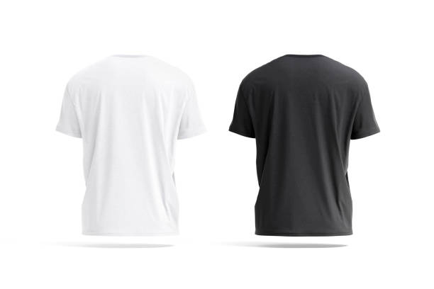 istock Blank black and white oversize t-shirt mockup, back view 1605119511