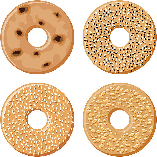 illustrations, cliparts, dessins animés et icônes de quatre des bagels - poppy seed illustrations