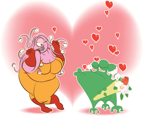 Chubby aliens in valentine's day, bbw alien and seducer. Love is love everywhere! Nice chubby female alien with tree tits and several eyes seduced by a pretender.  Love from far space!