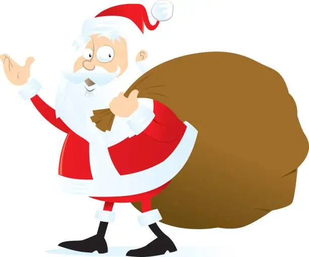 Vector illustration of Santa carrying his sack