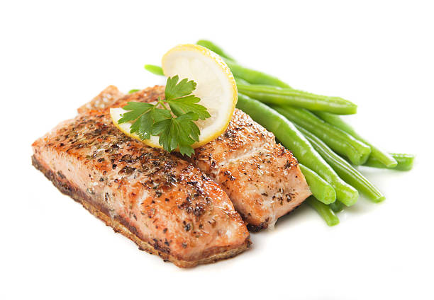 istock Grilled salmon steak and vegetables 160513739