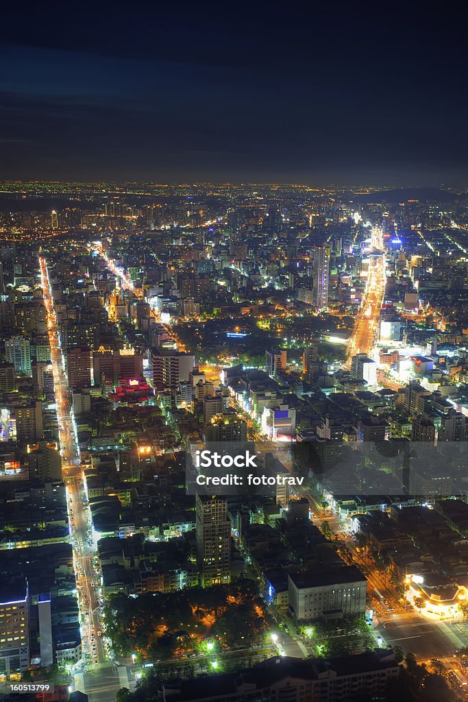 Kaohsiung city night skyline Skyline of Kaohsiung, Taiwan Aerial View Stock Photo