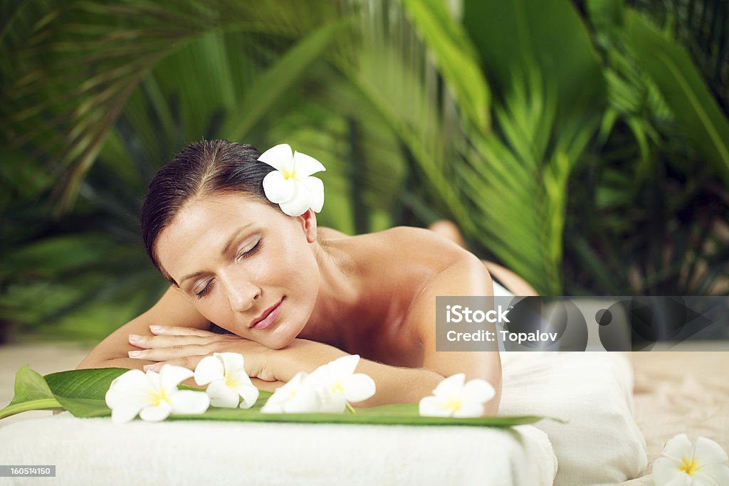 Relaxation Portrait of an attractive female ready for spa treatment 30-39 Years Stock Photo