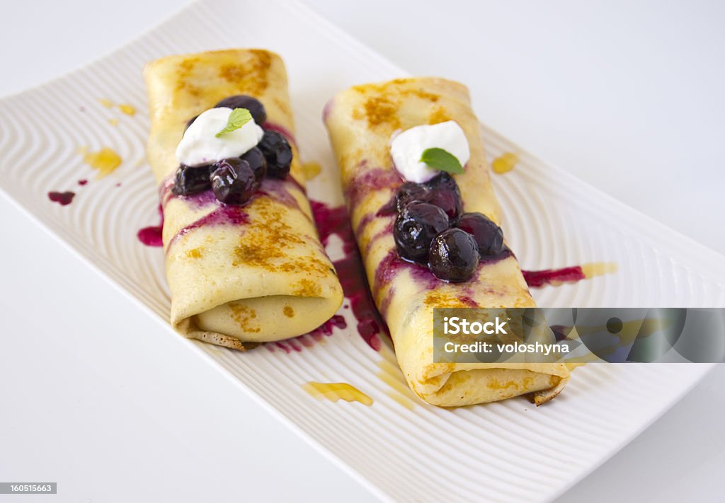 Crepes com compota de Mirtilo - Royalty-free Compota - Comida Doce Foto de stock