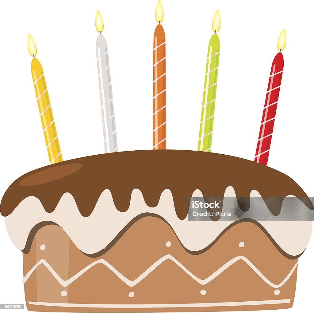 Vetor bolo de aniversário com velas queima - Vetor de Alegria royalty-free