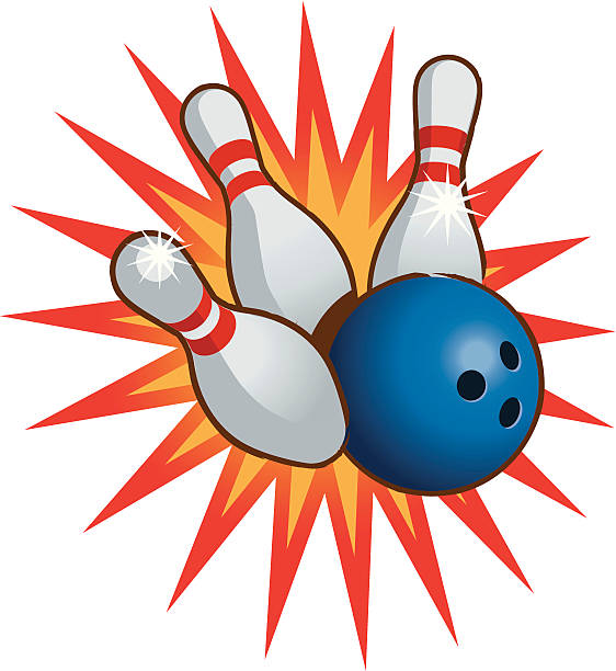 Bowling ball and pins vector art illustration