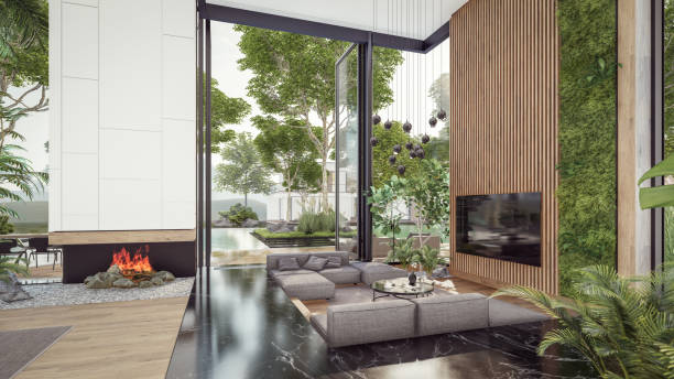 istock 3d rendering of expensive cozy interior with green walls in night 1605164979