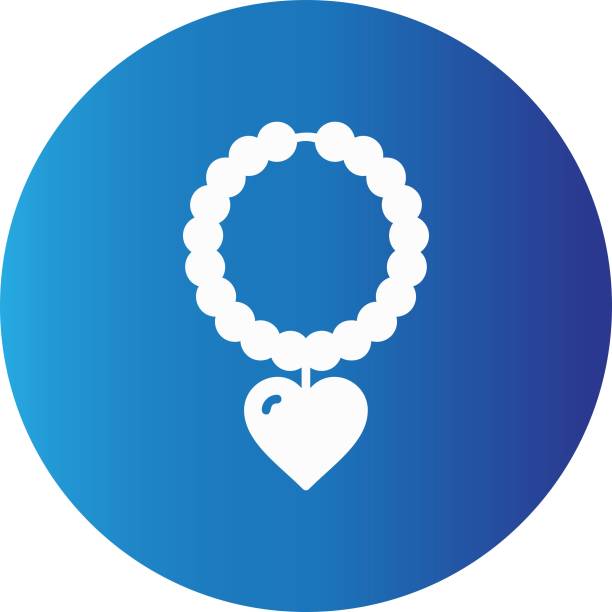 ilustraciones, imágenes clip art, dibujos animados e iconos de stock de icono de collar de perlas - vector love jewelry pearl