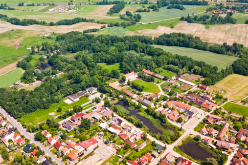 Aerial view of a small Town in Germany