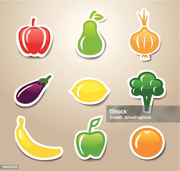 과일 및 야채 스티커 건강한 생활방식에 대한 스톡 벡터 아트 및 기타 이미지 - 건강한 생활방식, 계절, 고추류