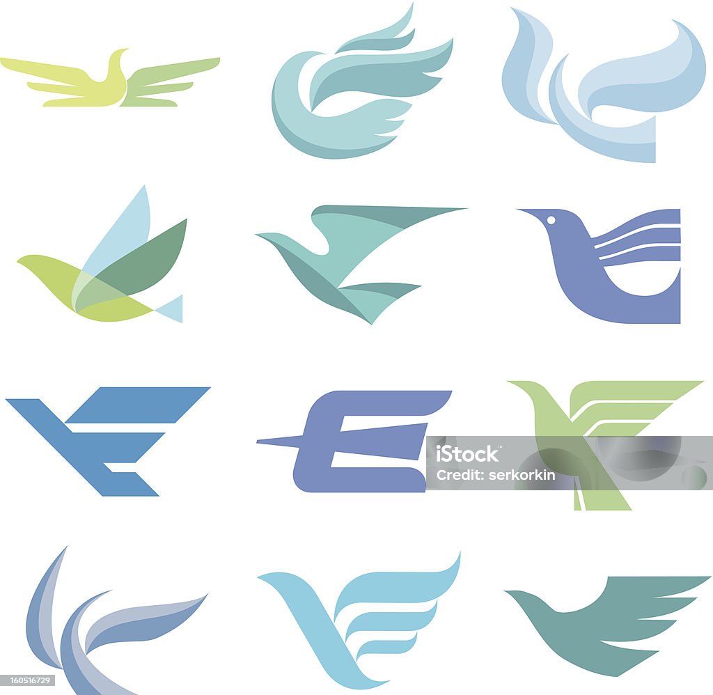 Bird Logo Signs 12 logo signs of birds in a symbolic classic style. Logo stock vector