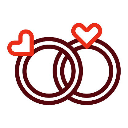 Wedding Ring Glyph Two Color Icon For Personal And Commercial Use.