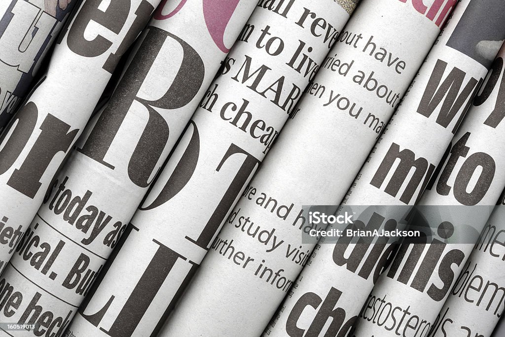 Periódico los titulares - Foto de stock de Nota de prensa libre de derechos