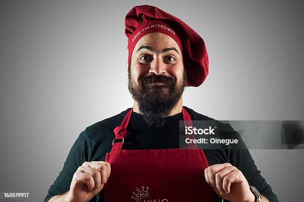 Happy Bearded Chubby Chef Stock Photo - Download Image Now - Adult, Apron, Beard