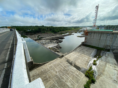 Ramon, Isabela, Philippines - August 2, 2023: MARIIS Dam and Reservoir System Small Hydro Electric Power generation plant and irrigation system of Magat River.