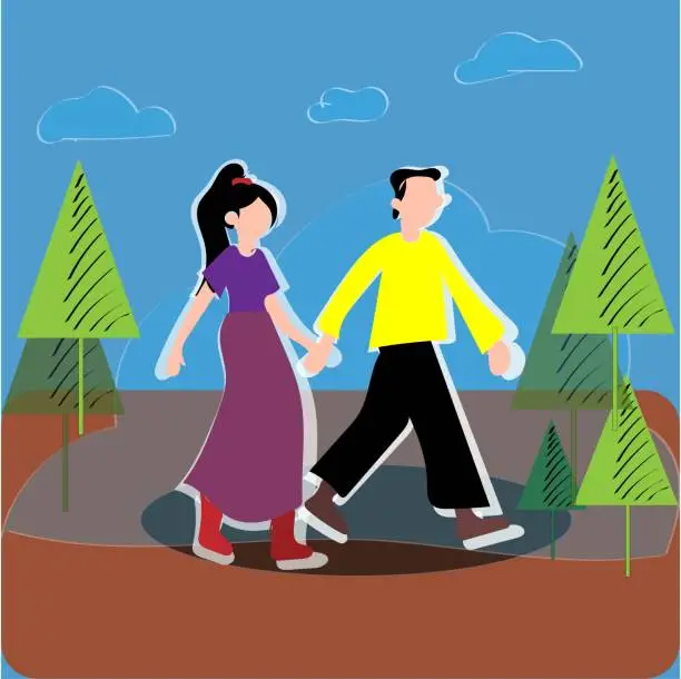 Vector illustration of Family Time of Joyful Parents Spending Time Together at Park Doing Various Relaxing Activities in Cartoon Flat Illustration for Poster or Background Pro Vector