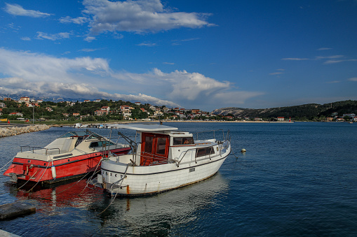Water taxi fishing boat relaxing on the water in Croatia