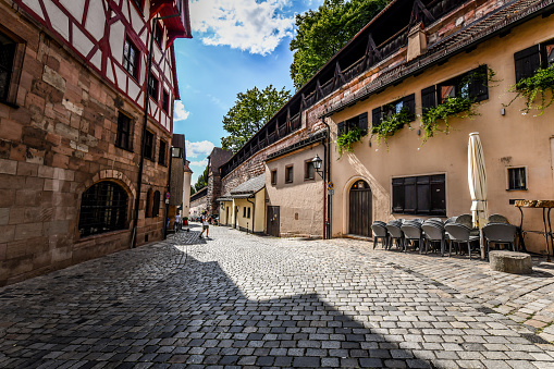 Beautiful Medieval Street Architecture In Nuremberg, Germany