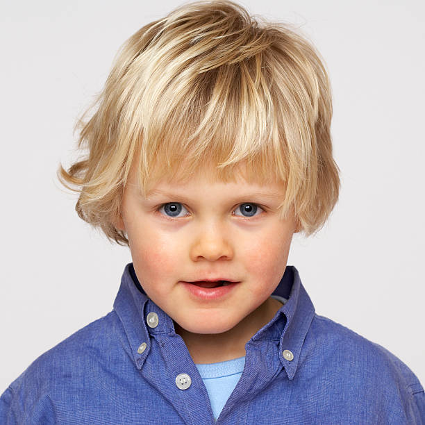 Portrait of blonde boy stock photo