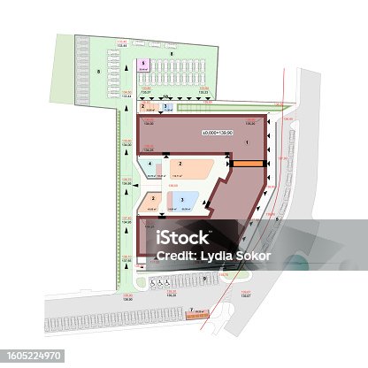 istock Vector blueprint of an architectural masterplan 1605224970