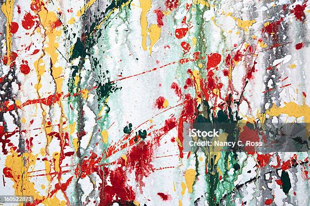 Paint Splatters On Wall Abstract Stock Photo - Download Image Now - Splattered, Paint, Wall - Building Feature