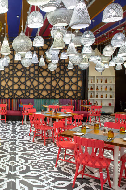 istock Bright interior with many different lamps of original design in Arabic style 1605229734
