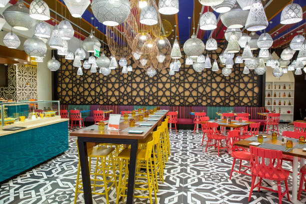 istock Bright interior with many different lamps of original design in Arabic style 1605229749