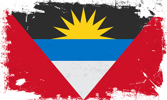 Antigua and Barbuda flag with brush paint textured isolated on white background. Vector illustration EPS10