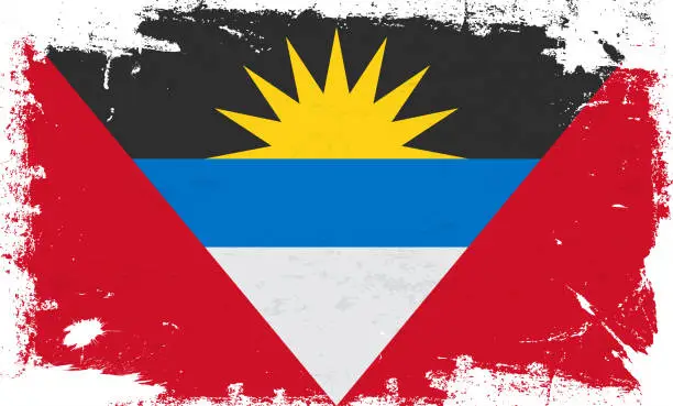 Vector illustration of Antigua and Barbuda flag with brush paint textured isolated on white background