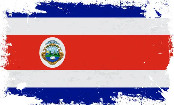 Vector illustration of Costa Rica flag with brush paint textured isolated on white background