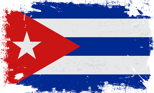 Cuba flag with brush paint textured isolated on white background. Vector illustration EPS10