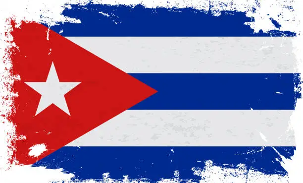 Vector illustration of Cuba flag with brush paint textured isolated on white background