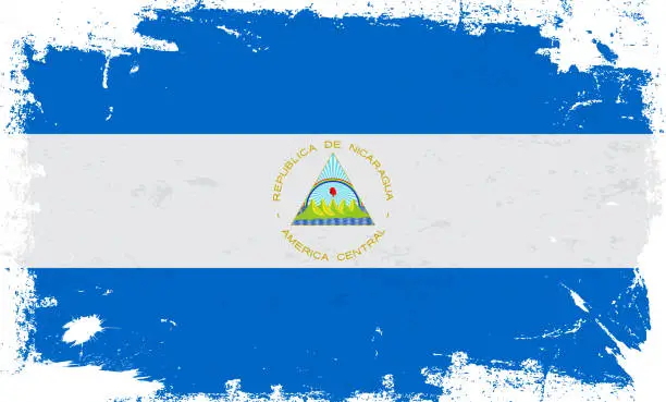 Vector illustration of Nicaragua flag with brush paint textured isolated on white background
