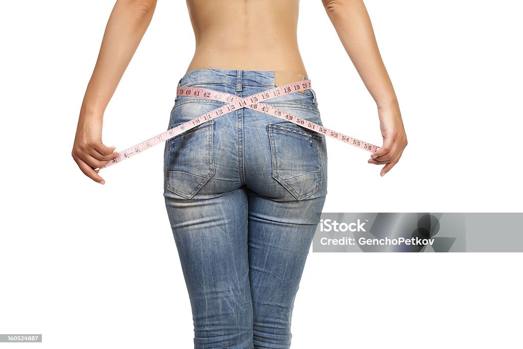 Mulher, medindo seu wais - Foto de stock de Adulto royalty-free